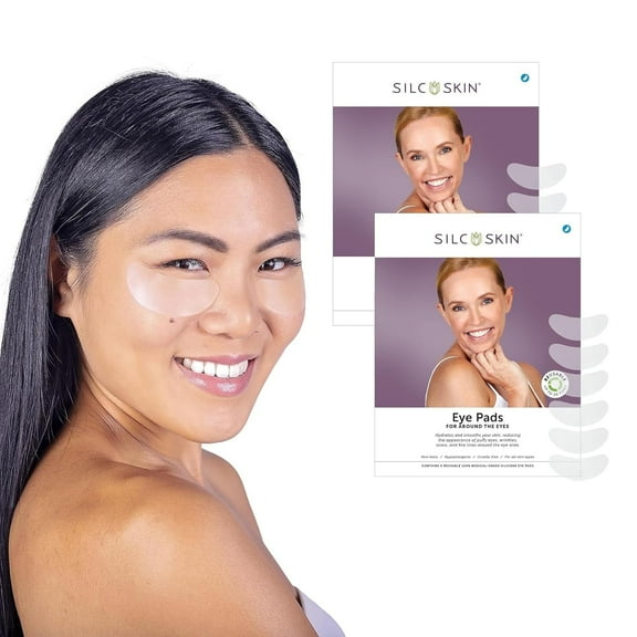 SilcSkin Silicone Eye Pads Reusable Under Eye Patches for Wrinkles, Puffiness and Dark Circles, 12 Count, 2 Packs