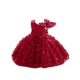 thumbnail image 4 of Toddler & Little Girls Princess Ball Gown Bow Decor Butterfly Tulle Party Dress for Special Event Wine 110, 4 of 4