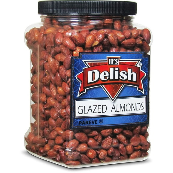 Gourmet Glazed Almonds by Its Delish, 40 Oz Jumbo Reusable Container Jar  Healthy Nuts, Vegan, Kosher, Non-GMO, No Artificial Flavors  Roasted and Lightly Sweetened for Salads, Snacking, Ice...