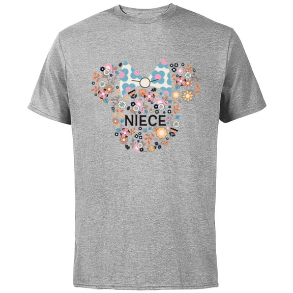 Disney Minnie Mouse Niece Icon Flowers Family Trip- Short Sleeve Cotton T-Shirt for Adults - Customized-Athletic Heather