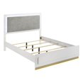 thumbnail image 1 of Pemberly Row Queen Bed with LED Panel Tall Headboard & Gold Base in White & Gray, 1 of 6
