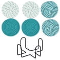 thumbnail image 1 of Napperons Ronds Antidérapants en Fil Tissé Isolation Thermique Durables pour Table 6 Pcs avec Supports de Rangement, 1 of 6
