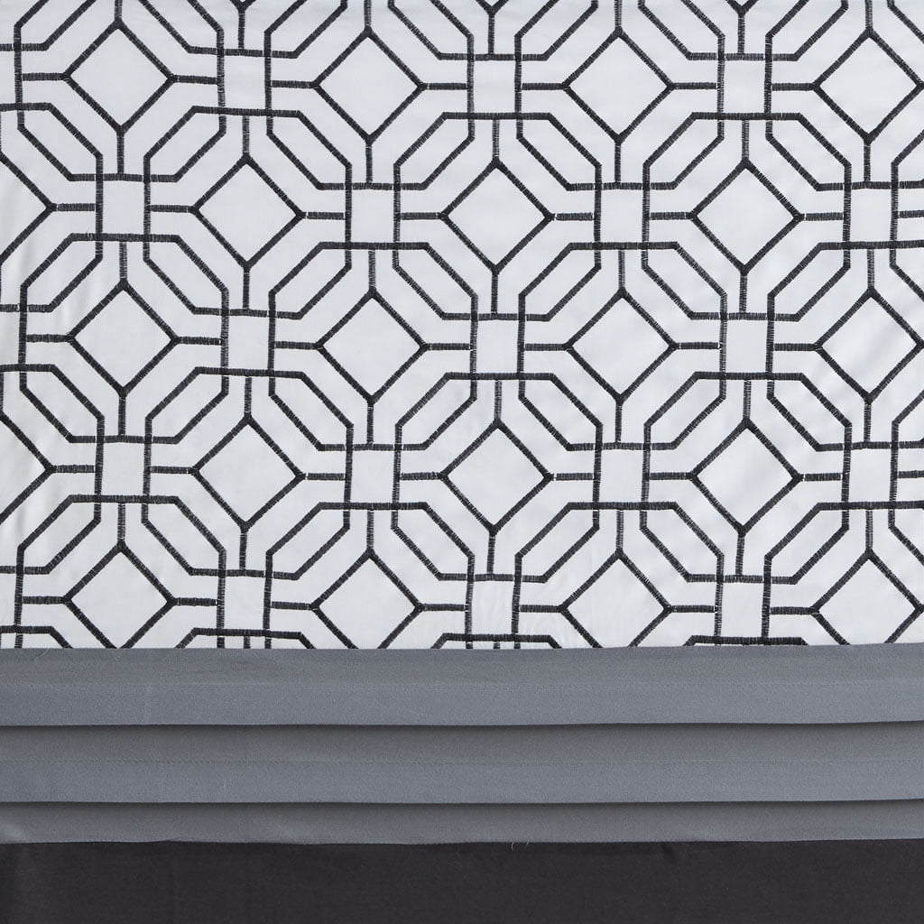 MAYEERTY Embroidered and Pieced Shower Curtain, Machine-Washable, Black+Grey
