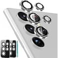 thumbnail image 1 of 2pcs Camera Lens Protector Compatible Samsung Galaxy S22 Ultra, Hd Tempered Glass Metal Ring Camera Protector, 1 of 3