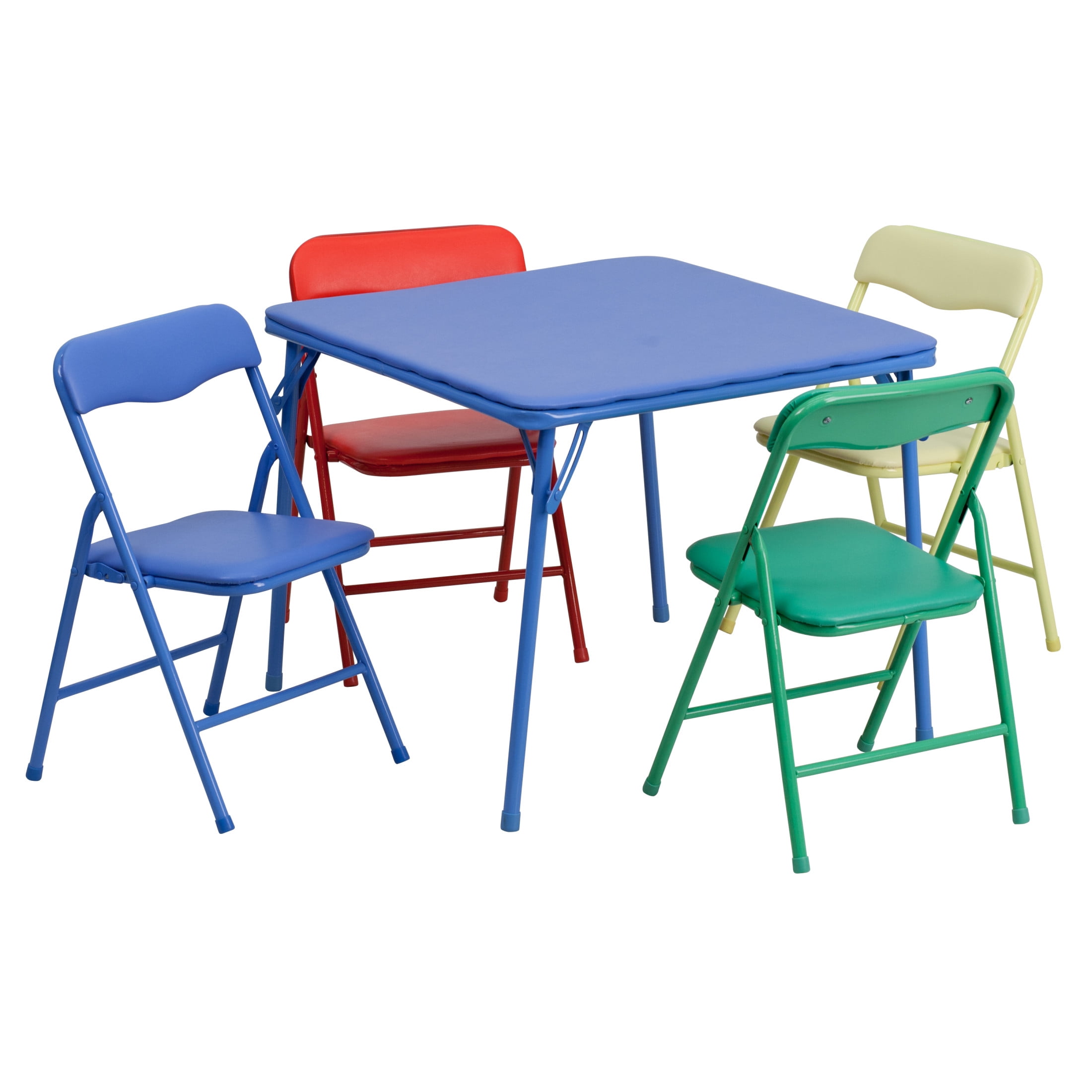 Flash Furniture Mindy Kids 5-Piece Classroom Folding Table and Chairs Set, Multicolor