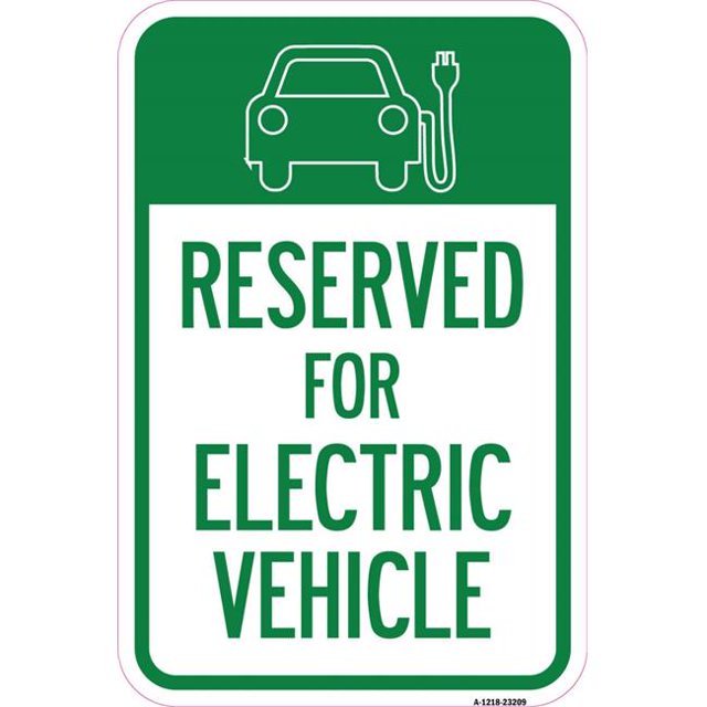 SignMission A-1218-23209 12 x 18 Po Panneau en Aluminium - Réservé aux Véhicules Électriques avec Graphique