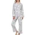 thumbnail image 4 of FEIJIBA Pajamas for Women Set Flannel Brushed Cotton Button Tops Pants S XL Sleepwear Loungewear Cozy Warm Winter Women's Sleepwear Blue, 4 of 9
