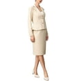 thumbnail image 4 of 2 Piece Skirt Suit Set for Women Long Sleeve Blazer Pencil Skirt Formal Work Business Outfits XL Khaki, 4 of 6