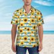 thumbnail image 2 of Fotbe White Blue Striped Sunflower Camisa Hawaiana para Hombre Unisex – Camisa Casual de Verano con Botones de Manga Corta de Algodón y Lino,Large, 2 of 7