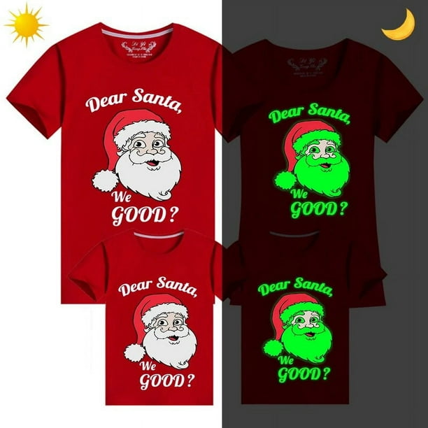 Camisetas navideñas a juego para la familia, diseño exclusivo luminoso, Papá Noel, buena familia