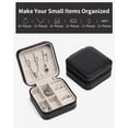 thumbnail image 4 of Anillo portátil de tela de terciopelo, pendiente, caja de joyería de viaje, estuche organizador de viaje de joyería pequeño para niñas y mujeres - Negro, 4 of 5