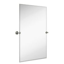 Hamilton Hills Large Pivot Rectangle Mirror with Polished Chrome Wall Anchors | Silver Backed Adjustable Moving & Tilting Wall Mirror | 24" x 36" Inches