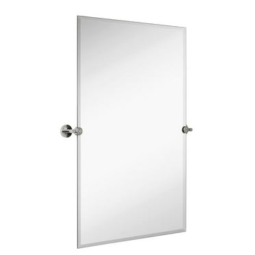 Hamilton Hills Large Pivot Rectangle Mirror with Polished Chrome Wall Anchors | Silver Backed Adjustable Moving & Tilting Wall Mirror | 24" x 36" Inches
