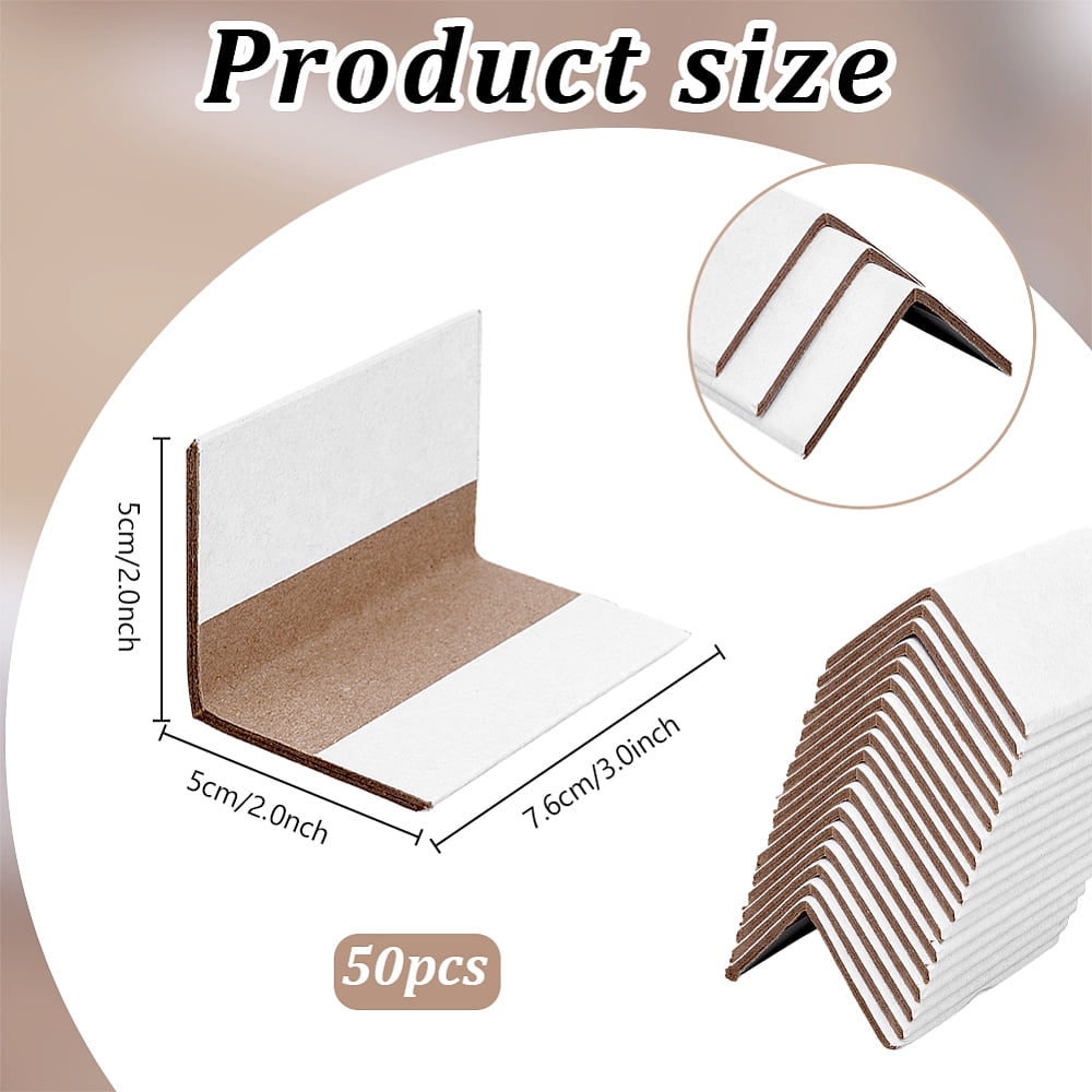 50Pcs Paper Furniture Corner Guards Table Corner Protector Floral White 76x50x50mm