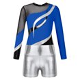 thumbnail image 3 of Haitryli Ballet Dance Jersey Leotards for Girls Biketards Sparkly Bodysuit with Shorts Outfits Gymnastics Dancewear Royal Blue&Silver 10, 3 of 7