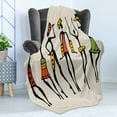 thumbnail image 4 of African Soft Flannel Fleece Throw Blanket, Group Clan Dancers Characters in Sketchy Festival Hand Drawn Artwork, Cozy Plush for Indoor and Outdoor Use, 50" x 60", Multicolor, by Ambesonne, 4 of 5