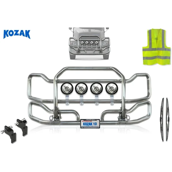 Kozak Compatible with Mack CX 2004-2017 Front Grille Deer Moose Brush Bumper Guard Large Chrome