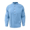thumbnail image 2 of ZUKMRJPC Mens Summer Linen Shirts Roll Up Sleeve Casual Spring Button Up Basic T Shirt Lightweight Breathable Vacation Beach Tops, 2 of 7