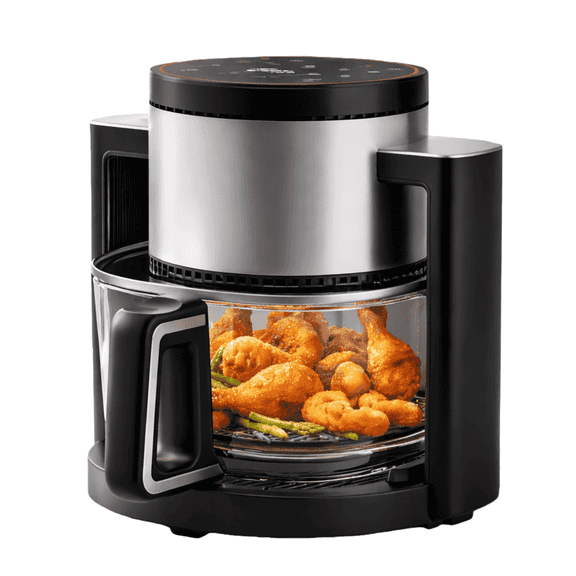 4.5 QT Air Fryer with 360° Viewing Glass Pot, 10-in-1 Digital Touchscreen, Dishwasher Safe Basket, Oil Free, Black