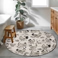thumbnail image 4 of Round Area Rugs Collection 3.3 Ft, Vintage Rooster Farmhouse Non-Slip Residential Carpet, Grey Wooden Farm Animals Striped Indoor Crawling Mats Doormat Runner Rugs Play Mat forBedroom, 4 of 9