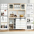 thumbnail image 4 of M optimized Farmhouse Coffee Bar Cabinet with Sliding Barn Doors, 70'' Kitchen Hutch Cabinet with Storage, Wine&Glasses Rack, Tall Sideboard Buffet Cabinet for Kitchen, Dining Room, 4 of 6