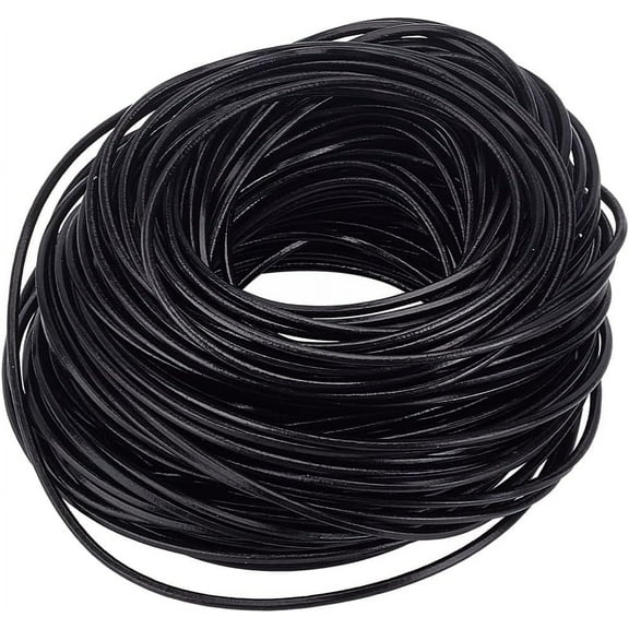984.3 Inch Cowhide Round Leather Cord Black Genuine Leather Strings Beading Threads Rope for DIY Bracelet Necklace Anklet Jewelry Making DIY Crafts Keychain Lanyards Supplies