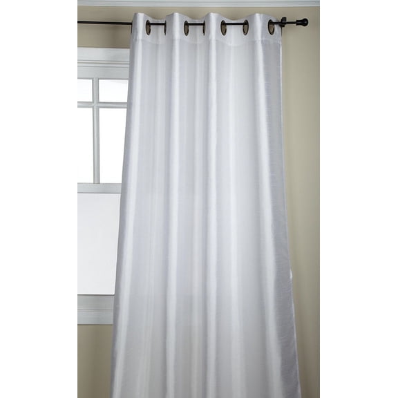 2 Piece Solid Faux Silk Grommet Window Curtain Panel