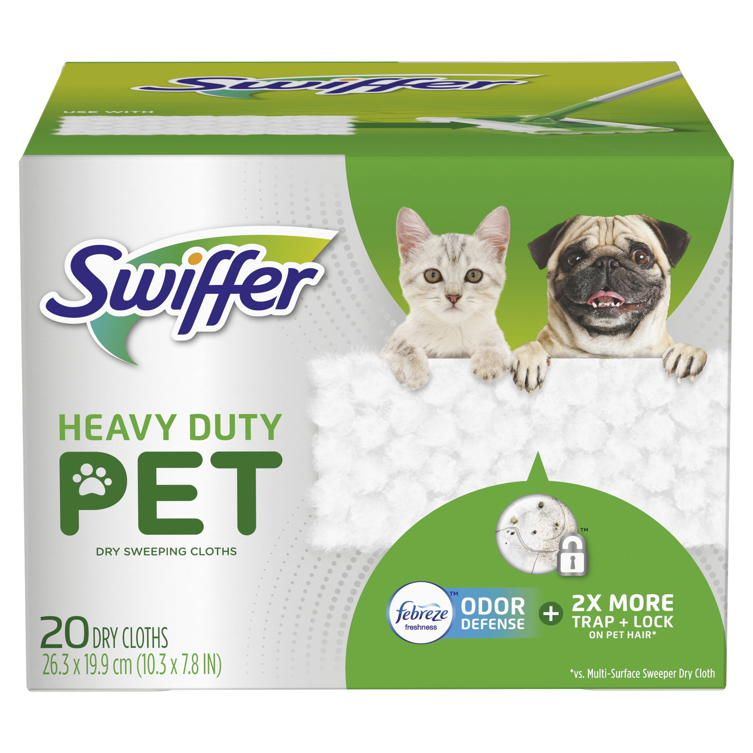 Swiffer Heavy Duty Pet, Dry Sweeping Cloth Refills with Febreze Odor