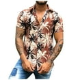 thumbnail image 2 of Floenr Mens T Shirts,Men's Lapel Hawaiian Print Loose Short Sleeve Shirt, 2 of 3