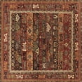 thumbnail image 1 of Ahgly Company Indoor Square Oriental Brown Industrial Area Rugs, 4' Square, 1 of 4