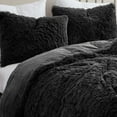thumbnail image 3 of Sweet Home Collection Long Faux Fur Plush 3-Piece Microfiber Comforter Bedding Set - Black, Queen, 3 of 4