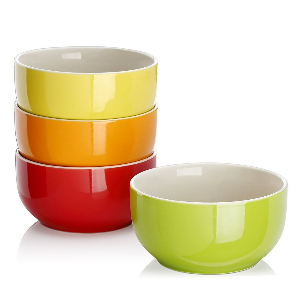 20Ounce Porcelain Soup/Cereal Bowl Set 4 Packs, Assorted Colors