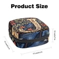 thumbnail image 2 of 1Pc Cute Period Bag Menstrual Cup Pouch, Large Storage Bag Sanitary Purse for Sanitary Napkin Pads, Letter J with Birds Leaves Retro Pattern Pads Organizer for Girls Women, 2 of 6