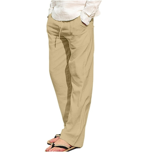 SnZhen Pants for Man Men Fashion Summer Solid Casual Elastic Waist With Pocket Pants