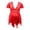 Red, variant on Women Alluring Lace Mesh V Neck Flutter Sleeve Plus Size Chemise Pajama Set
