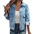 thumbnail image 2 of Pyhlmscde Women's Loose And Oversized Denim Jacket, Denim Jacket for Women, Fall Clothes, Womens Tops, 2 of 5
