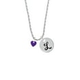 thumbnail image 2 of Delight Jewelry Acrylic 5/16" Purple Heart Silvertone Script Initial Disc - L - Charm Necklace, 20"+3", 2 of 4