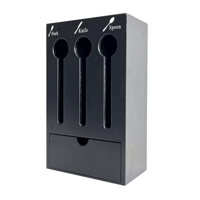 Soporte para utensilios Dispositivo de almacenamiento de cucharas Dispensador de utensilios de madera Utensilios comerciales Negro
