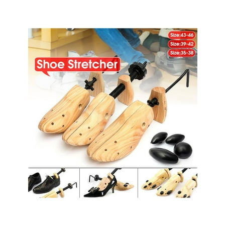 1x Wooden Adjustable Shoe Stretcher 2-Way Professional Tree Material Expander Shaper Adult Men Women 35-46(S M L) Large Medium Small Size for Dress & Casual