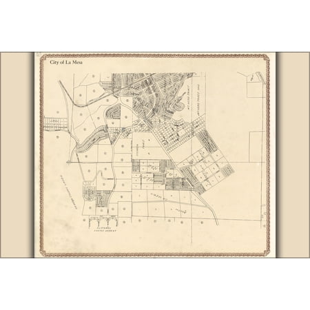 24"x36" Gallery Poster, map of La Mesa San Diego County California 1911