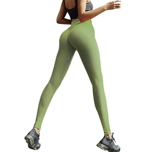 Gibobby Pantalones deportivos Pantalones de Ejercicio Cintura Glúteos Mujeres Pantalones ajustados a color Pantalones de yoga de alta yoga(Verde, S)