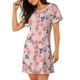thumbnail image 2 of Naloa Tropical Plants Print Women Nightgowns,Womens Loungewear,Short Sleeve Sleepwear,Comfy Ladies Nightdress, 2 of 6