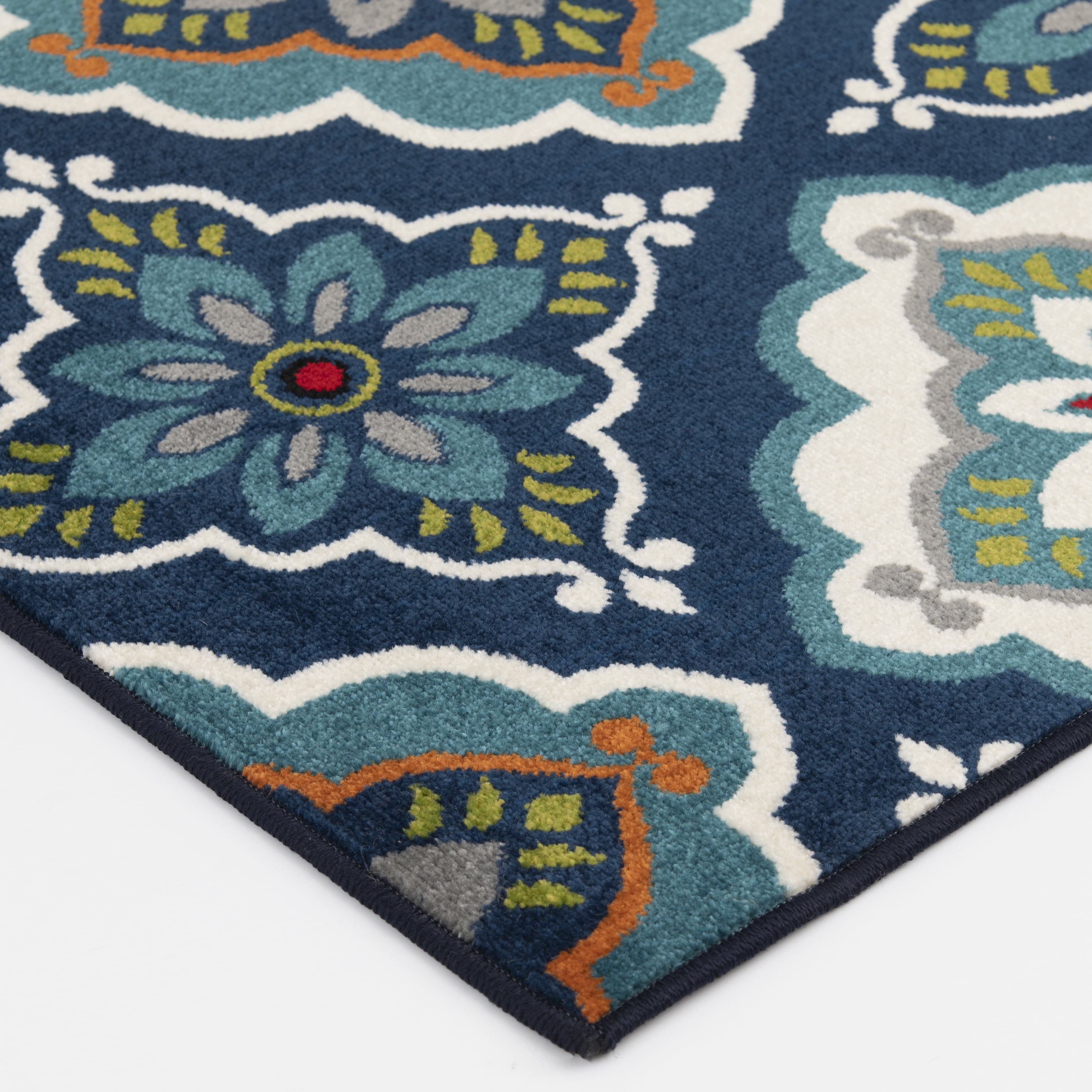 Loomaknoti Terrace Tropic Turberry 4' x 6' Floral Indoor/Outdoor Area Rug , Blue/White