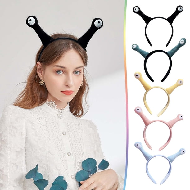 Diadema de antena de caracol con ojos divertidos - Banda elástica para el pelo de spa femenino, maquillaje y fiestas de disfraces - Ajustable para todos los tamaños de cabeza