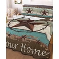 thumbnail image 2 of Quilts Twin Size, Brown Texas Star Teal Soft Comforter Bedding Set for Bed, Vintage Country Star Turquoise Wooden Lightweight Quilted Bedspread with Pillow Cover(2 Pieces) for All Season, 68x86 Inch, 2 of 6