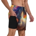 thumbnail image 2 of Bingfone Arc-en-Ciel Coucher de Soleil Nuage Cheval Blanc pour Hommes Maillot de Bain Double Couche avec Doublure, Style à Cordon avec Poches Short de Plage Maillot de Bain Homme-3TG, 2 of 6
