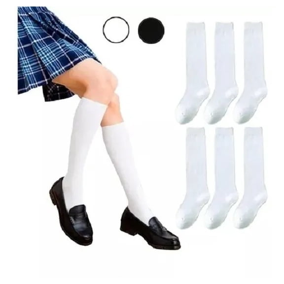 Calceta Escolar Lisa 6 Pares Talla 3/5 Años Color Blanco