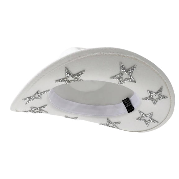 Rhinestones Star Cowboy Hat for Women Wide Brims RolePlay Cowgirl Hat Wedding Party Hat Bachelorettes Party Female Hat