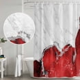 thumbnail image 5 of Red Marble Crack Shower Curtain, Waterproof Shower Curtains for Bathroom, Modern Abstract Geometric Texture Washable Fabric Bathtub Curtain Set Bath Decor with 12 Hooks 48"x72", 5 of 8