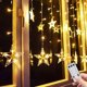 thumbnail image 1 of Guirnalda de luces LED para cortina de ventana de 12 estrellas con 138 luces, control remoto y 8 modos de parpadeo. Decoración para Navidad, bodas, dormitorios, fiestas y cumpleaños. 2,1 m de ancho x, 1 of 5